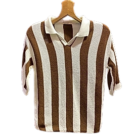 Polo Yaka Fakir Kol Çizgili Erkek Triko