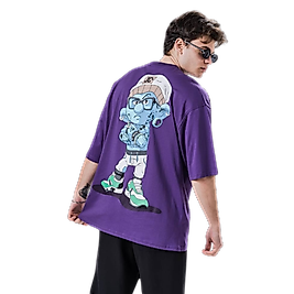 Owersize Dijital Baskı Şirinler T-Shirt